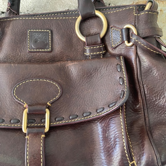 Dooney & Bourke Dark Brown Leather Florentine Tassel Handbag - Picture 2 of 13